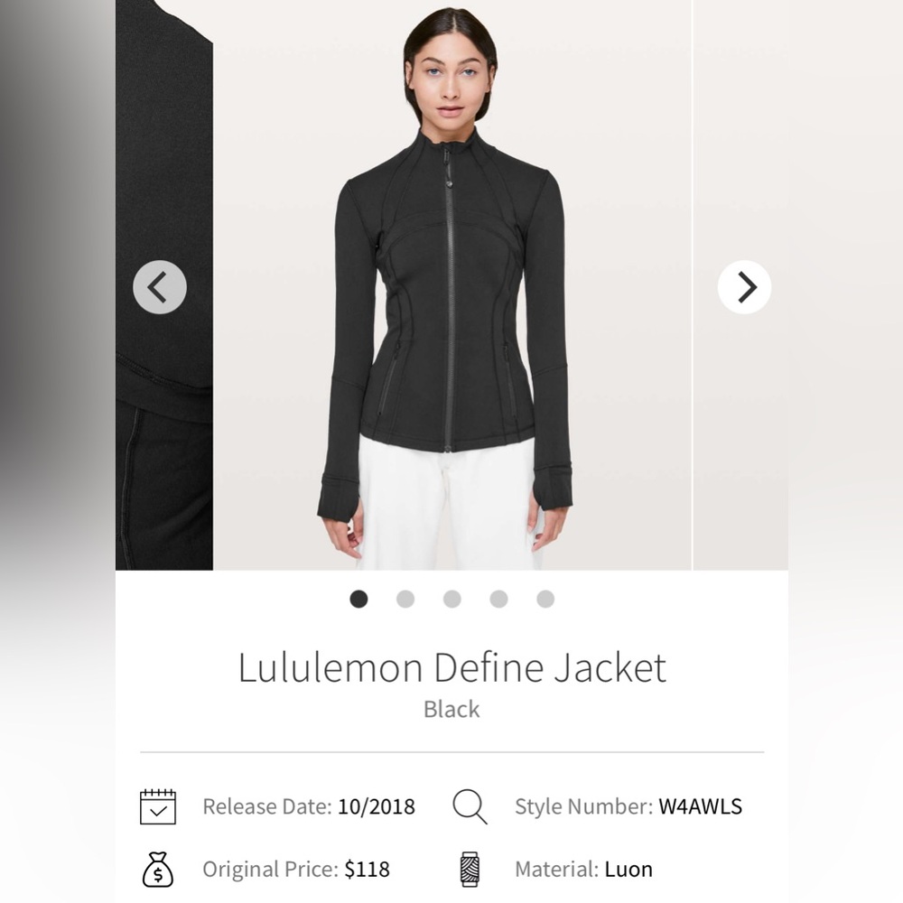 Black Lululemon Define Jacket Women’s size 8 with pockets On The Move Yoga